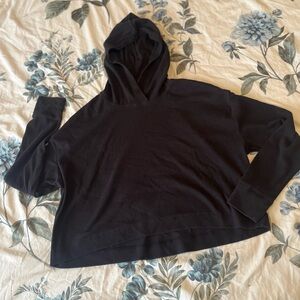 Athleta Black Hooded Crewneck Pullover